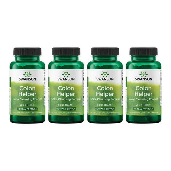 Swanson Colon Helper - Promotes Digestive Health using Vervain, Goldenseal Root, Slippery Elm Bark & More - Herbal Supplement Aiding Healthy Eliminations - (60 Capsules) 1 Pack (4 Pack)