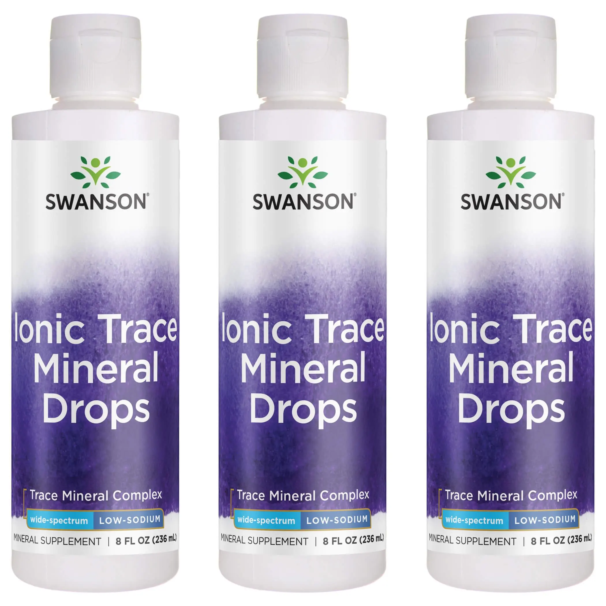 Swanson Concentrace Trace Mineral Drops 8oz-Complete Mineral Complex for Energy, Hydration, & Electrolyte Balance Over 72 High Absorption Ionic Minerals Such As Magnesium, Potassium, Calcium (3 Pack)