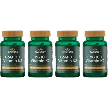 Swanson Coq10 + Vitamin K2 60 Sgels 4 Pack