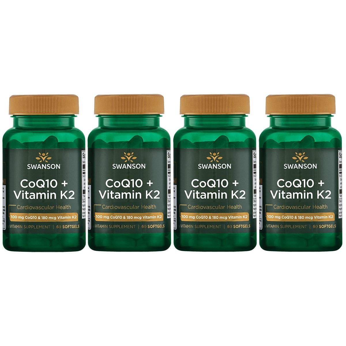 Swanson Coq10 + Vitamin K2 60 Sgels 4 Pack