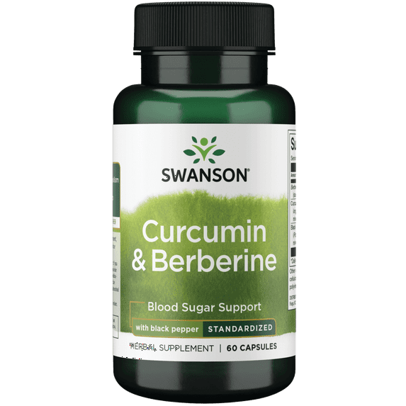 Swanson Curcumin and Berberine - Herbal Supplement Promoting Healthy Insulin Function and Glucose Metabolism - Made with Black Pepper to Help Enhance Absorption - (60 Capsules)