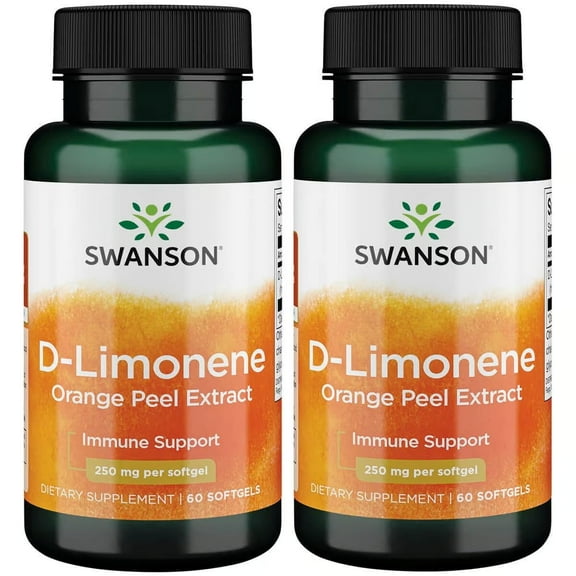 Swanson D-Limonene - Orange Peel Extract Supplement Promoting Cellular Health - High Potency Formula Supporting Health Defense - (60 Capsules, 250mg Each) (2 Pack)