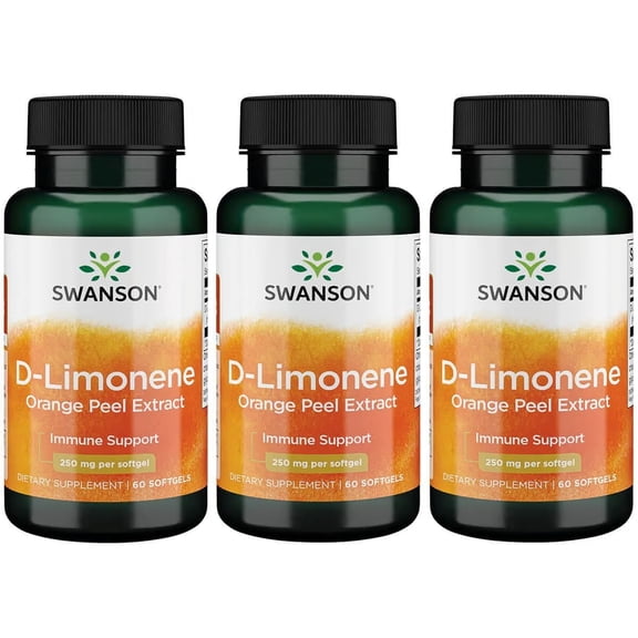 Swanson D-Limonene Orange Peel Extract 250 mg 60 Sgels 3 Pack