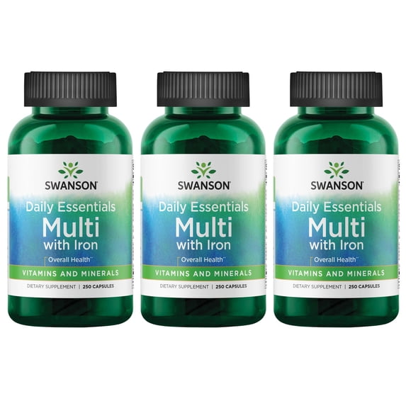 Swanson Daily Essentials Multi with Iron 250 Caps 3 Pack
