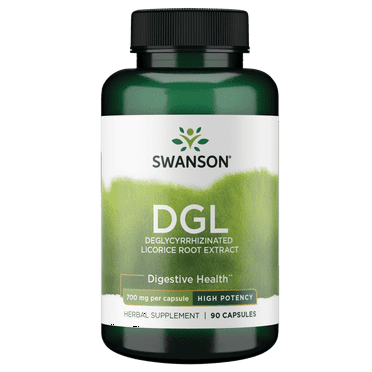 Swanson High Potency DGL (Licorice) - Herbal Supplement Promoting Digestive Health & GI Tract Support - Natural Stomach Soother Made with Licorice Root Extract - (90 Capsules, 750mg Each)