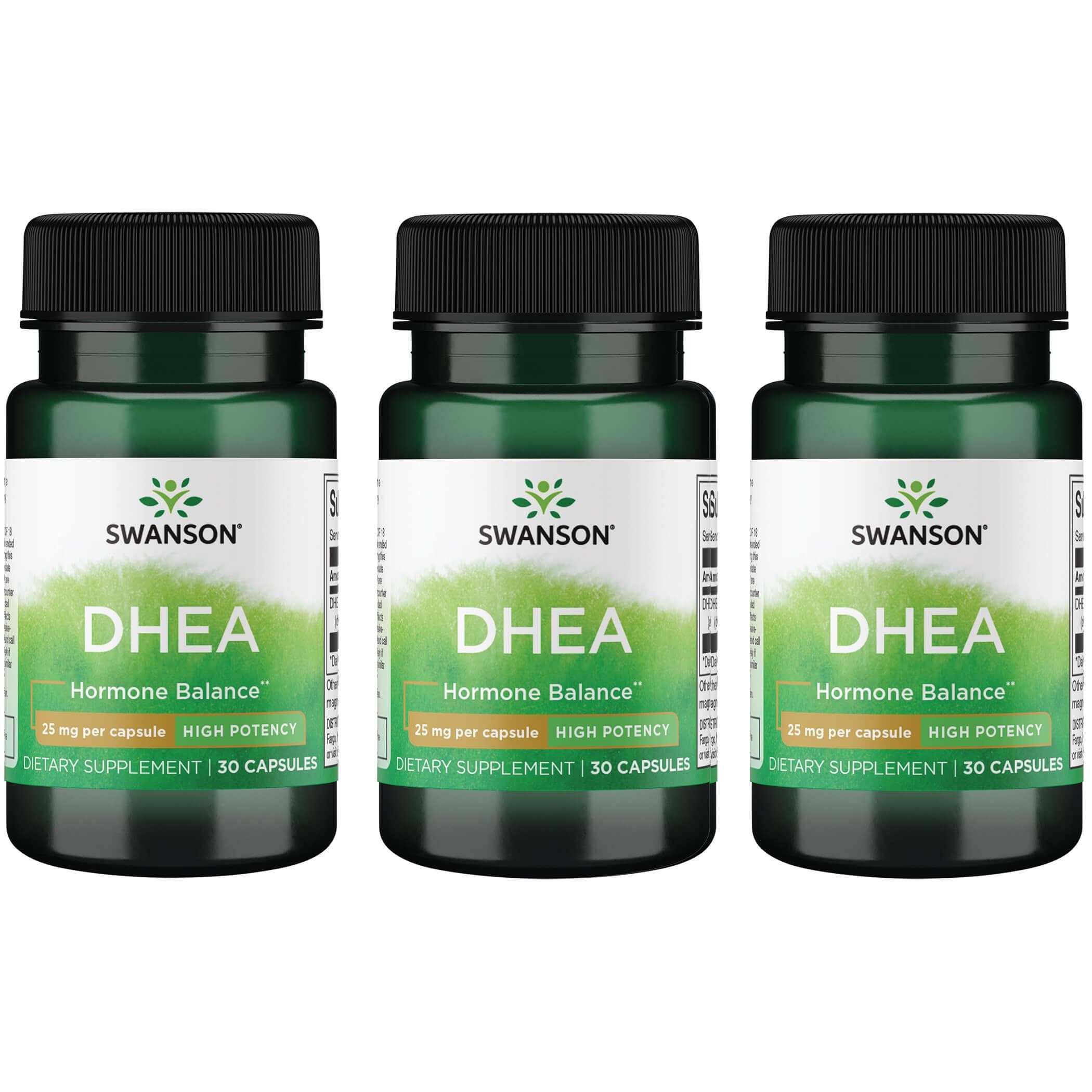 Swanson Dhea High Potency 25 mg 30 Caps 3 Pack