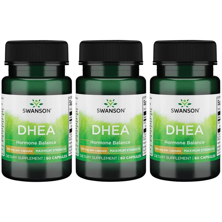 Swanson Dhea Maximum Strength 100 mg 60 Caps 3 Pack