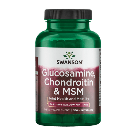 Swanson Glucosamine and Chondroitin with MSM - Natural Supplement Supporting Joint Health and Mobility - Promotes Joint Flexibility, Comfort, and Connective Tissue Health - (360 Mini-Tablets)