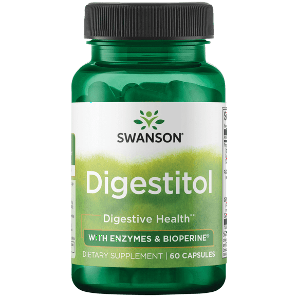 Swanson Digestitol - Natural Digestive Health Support featuring Digestive Enzymes and BioPerine - Supports Increased Nutrient Absorption and Overall Wellness - (60 Capsules)