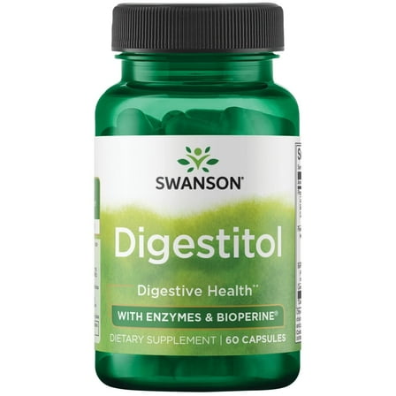 Swanson Digestitol - Natural Digestive Health Support featuring Digestive Enzymes and BioPerine - Supports Increased Nutrient Absorption and Overall Wellness - (60 Capsules)