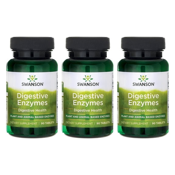 Swanson Digestive Enzymes - Promotes Digestive Health Support - Aids Healthy Digestion of Carbs, Proteins, & Fats - (90 Tablets) 3 Bottles
