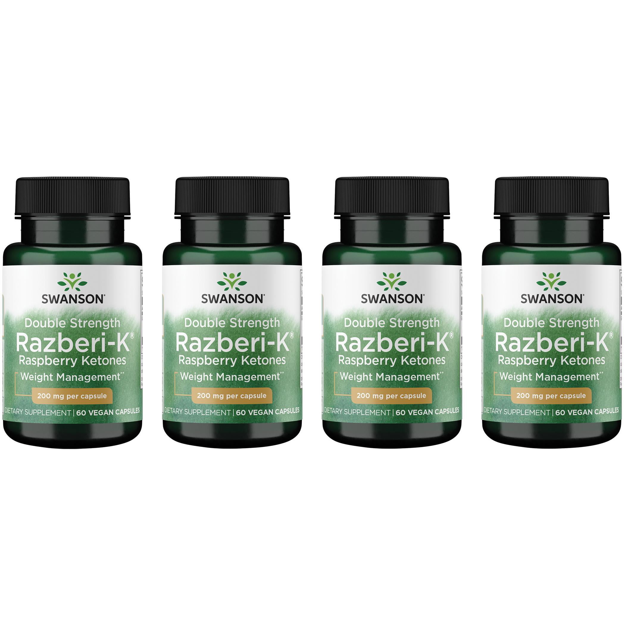 Swanson Double Strength Razberi-K Raspberry Ketones 200 mg 60 Vegan Caps 4 Pack