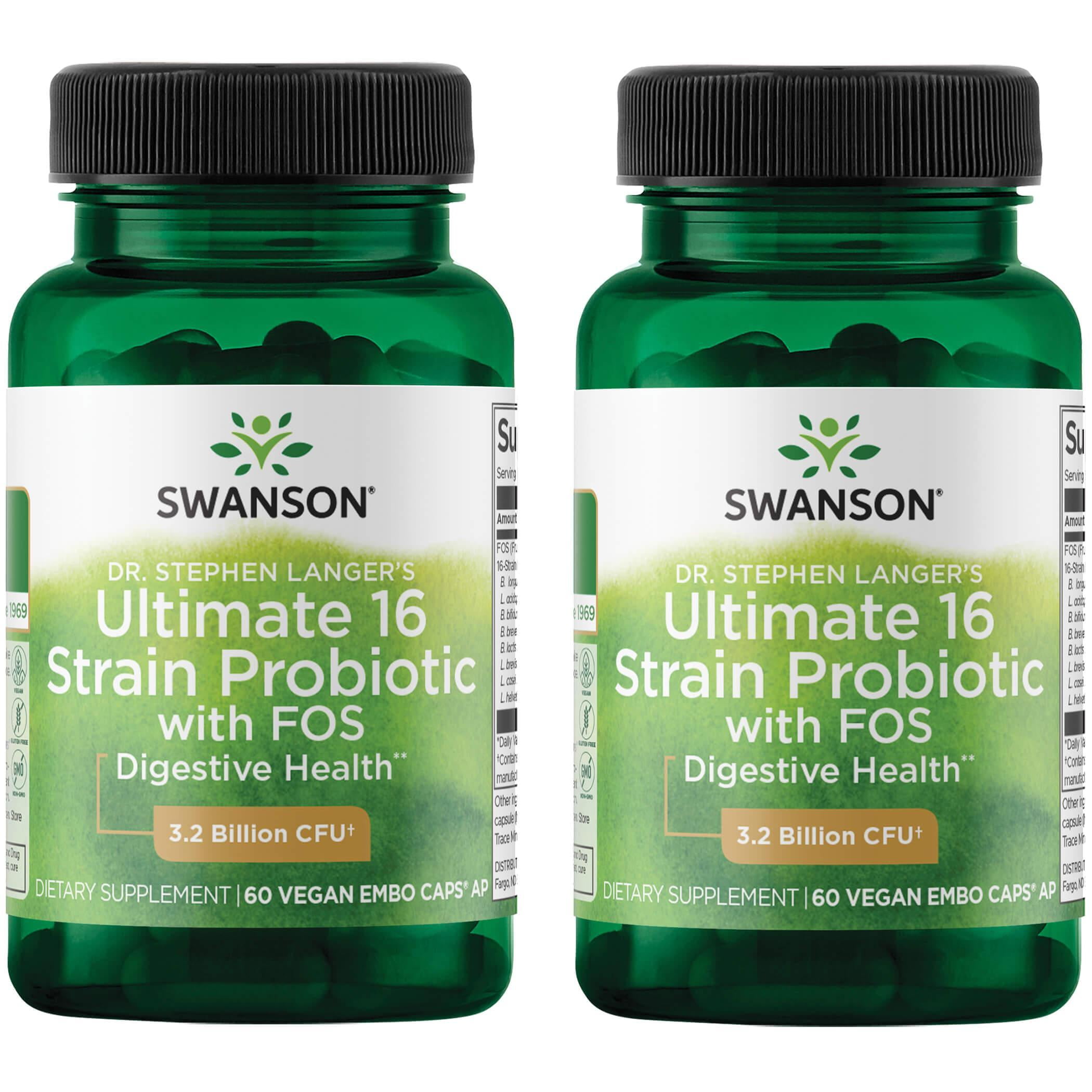 Swanson Ultra Dr. Stephen Langer's Ultimate 16 Strain Probiotic with FOS, Supports Digestive & Colon Health, 2-pack