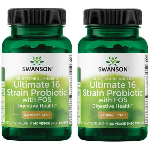 Swanson Ultra Dr. Stephen Langer's Ultimate 16 Strain Probiotic with FOS, Supports Digestive & Colon Health, 2-pack
