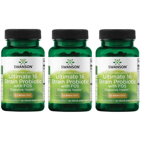 Swanson Ultra Dr. Stephen Langer's Ultimate 16 Strain Probiotic with FOS, Supports Digestive & Colon Health, 3-pack
