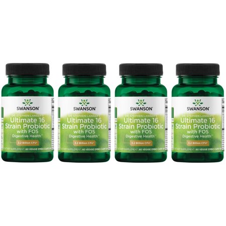 Swanson Ultra Dr. Stephen Langer's Ultimate 16 Strain Probiotic with FOS, Supports Digestive & Colon Health, 4-pack