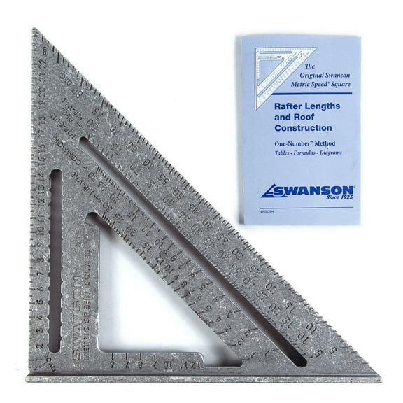Swanson Tool Co 25cm Aluminum Metric Speed Square with Blue Book and English/German/French Card, Model EU202