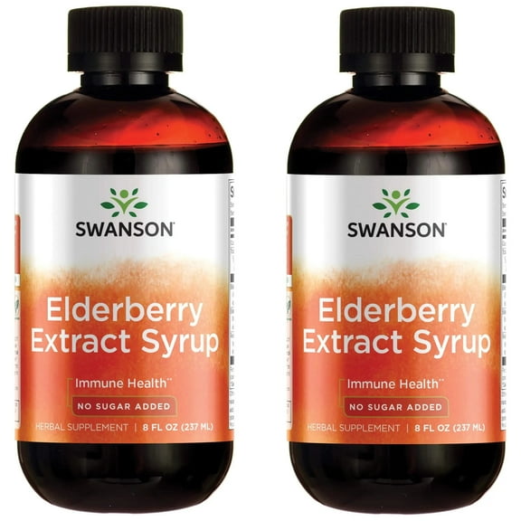 Swanson Elderberry Extract Syrup - No Sugar Added 8 fl oz Liq 2 Pack