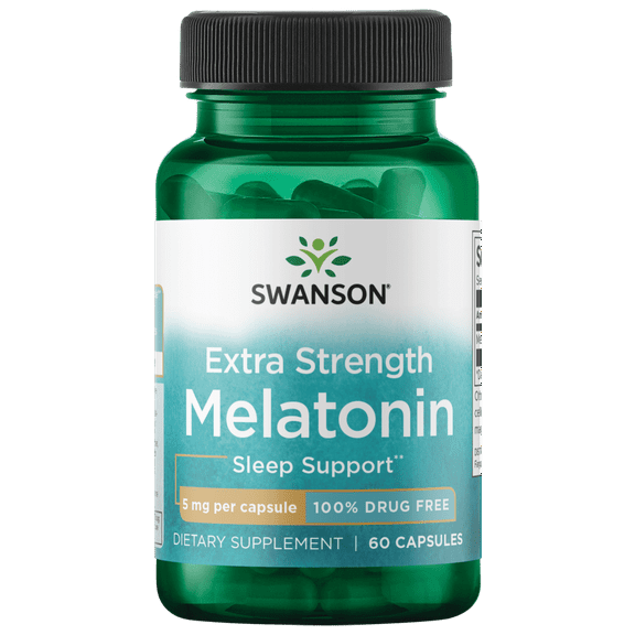 Swanson Extra Strength Melatonin - 100% Drug Free 5 mg 60 Caps