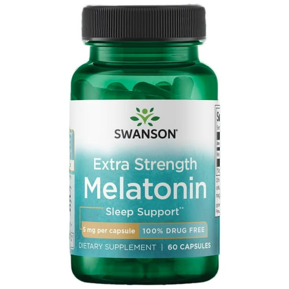 Swanson Extra Strength Melatonin - 100% Drug Free 5 mg 60 Caps
