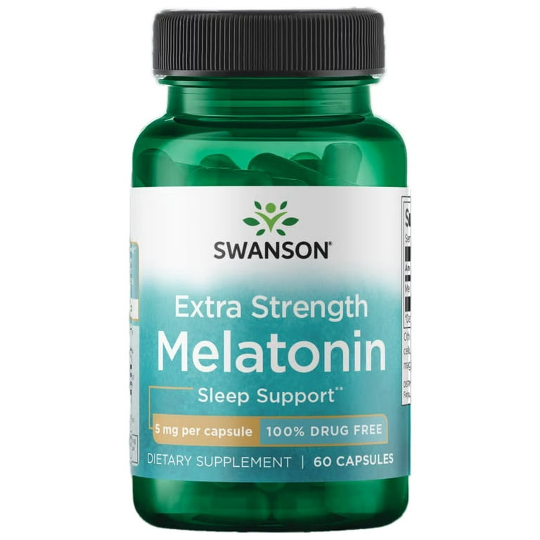 Swanson Extra Strength Melatonin - 100% Drug Free 5 mg 60 Caps - Walmart.com