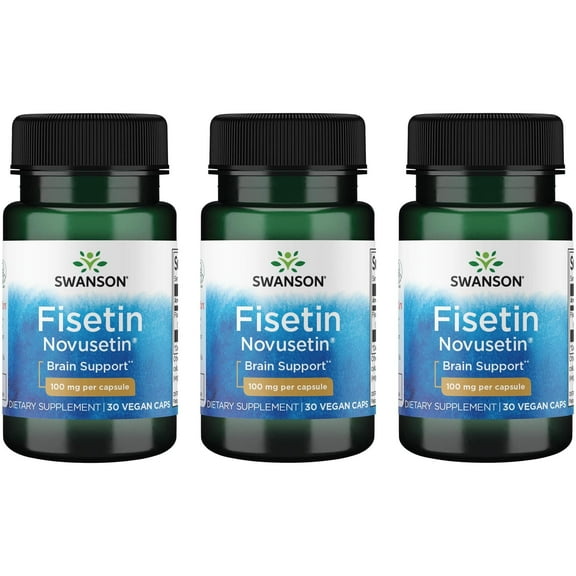 Swanson Fisetin Molecularly Similar to Apigenin, Luteolin, and Quercetin 100 Milligrams 30 Veg Capsules (3 Pack)