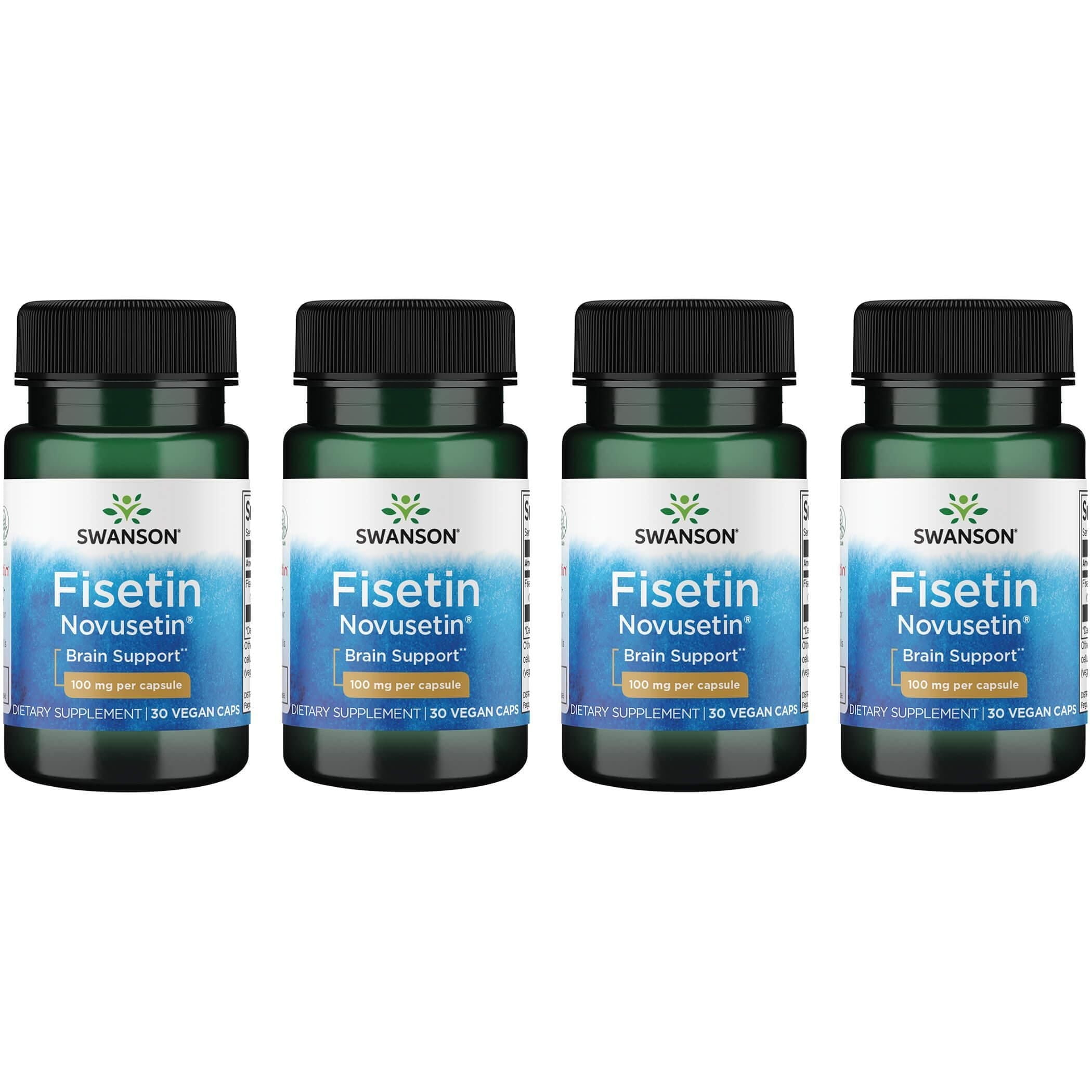 Swanson Fisetin Molecularly Similar to Apigenin, Luteolin, and Quercetin 100 Milligrams 30 Veg Capsules (4 Pack)