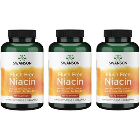 Swanson Flush Free Niacin 500 mg 120 Caps 3 Pack