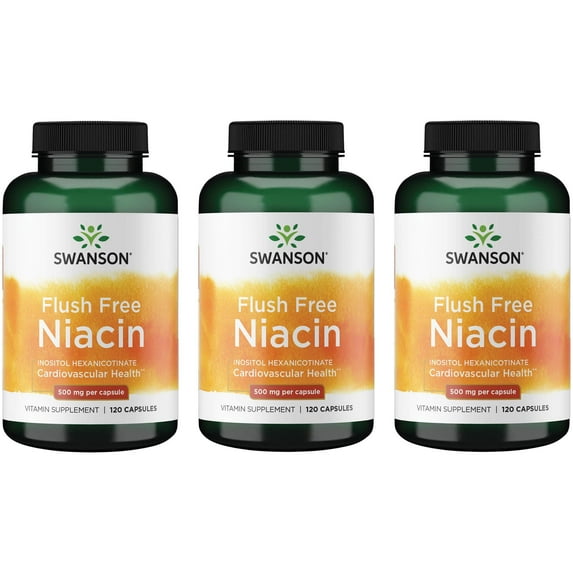 Swanson Flush Free Niacin 500 mg 120 Caps 3 Pack