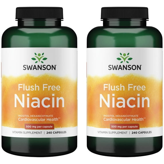 Swanson Flush Free Niacin 500 mg 240 Caps 2 Pack