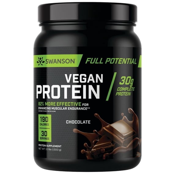 Swanson Full Potential Vegan Protein - Chocolate 30 g protein 3.3 lbs Pwdr