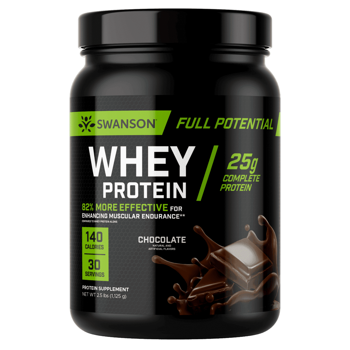 Swanson Full Potential Whey Protein - Chocolate 25 g protein 2.5 lbs Pwdr