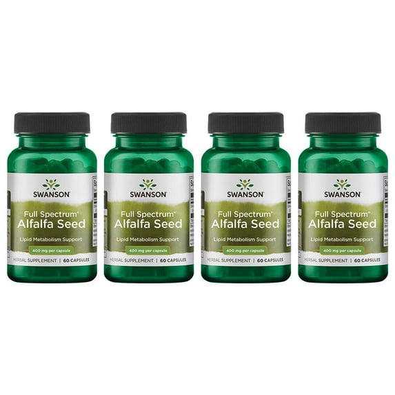 Swanson Full Spectrum Alfalfa Seed 400 mg 60 Caps 4 Pack