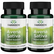 Swanson Full Spectrum Avena Sativa (Green Oat Grass) - Herbal Supplement Promoting Nervous System Health - Natural Formula Supporting Overall Wellness - (60 Capsules, 400mg Each) (2 Pack)