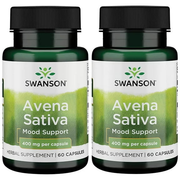 Swanson Full Spectrum Avena Sativa (Green Oat Grass) - Herbal Supplement Promoting Nervous System Health - Natural Formula Supporting Overall Wellness - (60 Capsules, 400mg Each) (2 Pack)