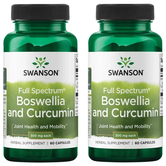 Swanson Full Spectrum Boswellia & Curcumin Natural - (60 Capsules) (2 Pack)
