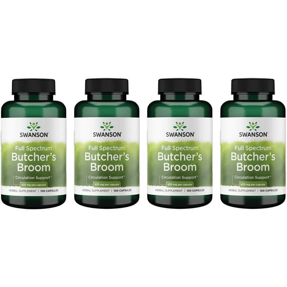 Swanson Full Spectrum Butcher's Broom 470 mg 100 Caps 4 Pack