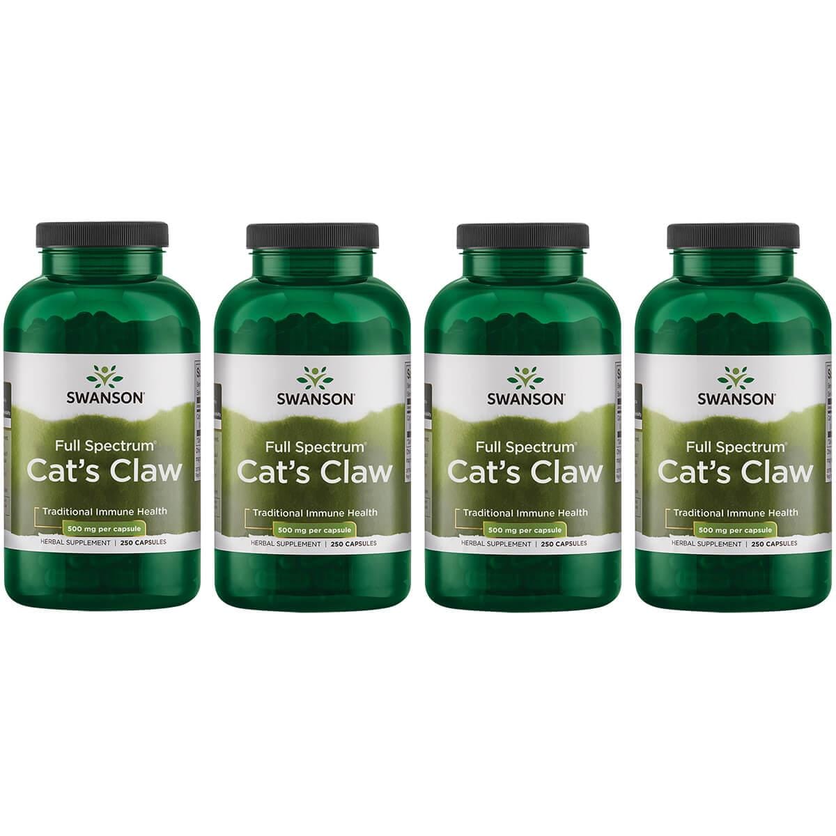 Swanson Full Spectrum Cat's Claw 500 mg 250 Caps 4 Pack
