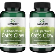 Swanson Full-Spectrum Cats Claw - Herbal Supplement Promoting Digestive Health & Immune System Support - Natural Formula Supporting Joint Health - 100 Capsules, 500mg Each 2 Pack