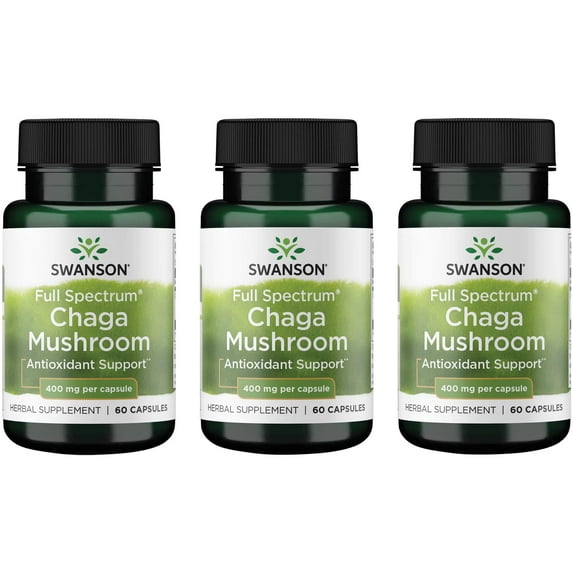 Swanson Full Spectrum Chaga Mushroom 400 mg 60 Caps 3 Pack