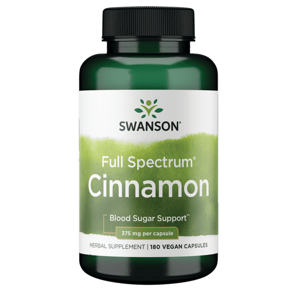 Swanson Full Spectrum Cinnamon Bark Capsules, 375 mg, 180 Count