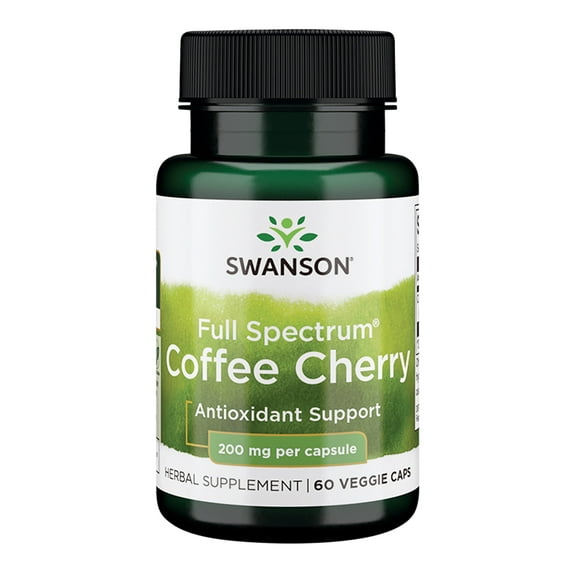Swanson Full-Spectrum Coffee Cherry - Herbal Supplement Promoting Immune System Support & Delivering Essential Phytonutrients - Natural Overall Wellness Support - (60 Veggie Capsules, 200mg Each)