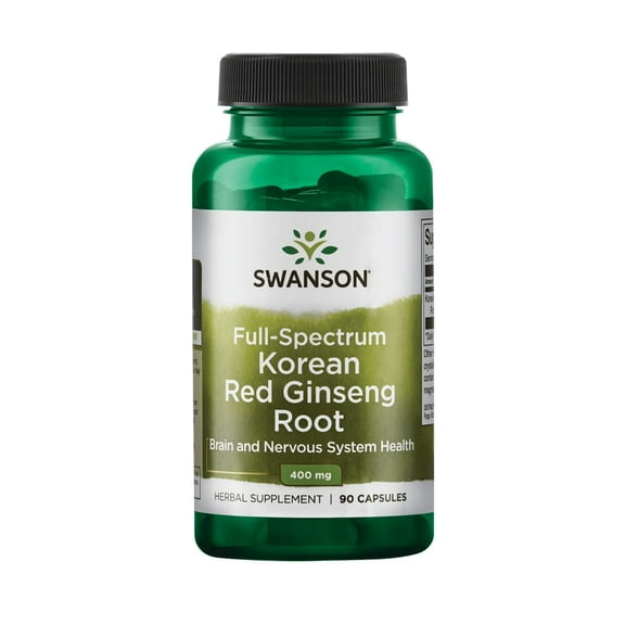 Swanson Full Spectrum Korean Red Ginseng Root Capsules, 400 mg, 90 Count