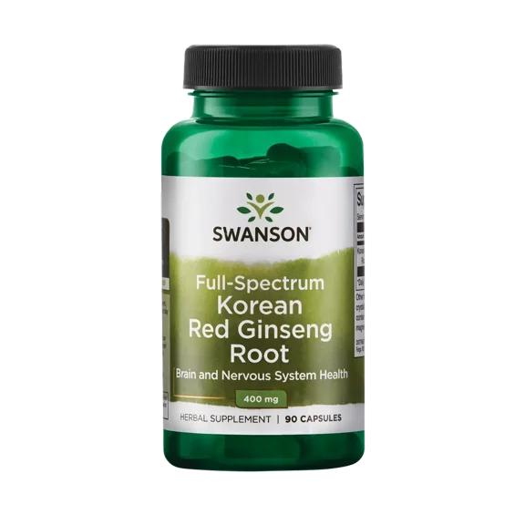 Swanson Full Spectrum Korean Red Ginseng Root Capsules, 400 mg, 90 Count