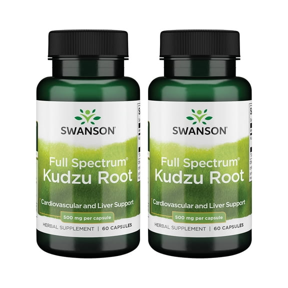 Swanson Full Spectrum Kudzu Root - Herbal Supplement Supporting Heart Health & Liver Health - May Support Healthy Blood Pressure & Cholesterol Levels - (60 Capsules, 500mg Each) 2 Pack