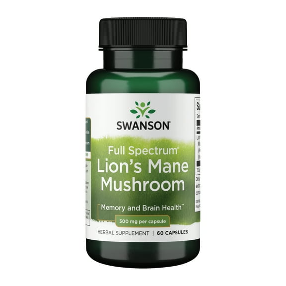 Swanson Lion's Mane Mushroom - 60 Capsules, 500mg Each