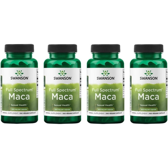 Swanson Full Spectrum Maca 500 mg 100 Vegan Caps 4 Pack