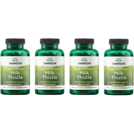 Swanson Full Spectrum Milk Thistle, Helps Support Overall Liver Health, 500 mg, 100 Capsules (4-pack)