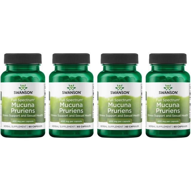 Swanson Full Spectrum Mucuna Pruriens 400 mg 60 Caps 4 Pack