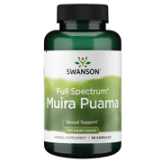Swanson Full-Spectrum Muira Puama Root Capsules, 400 mg, 90 Count
